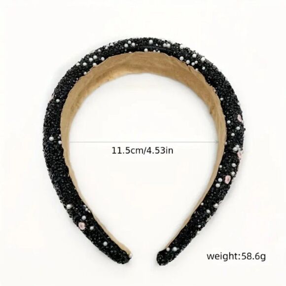 Baroque Style Crystal Bead and Pearl Headband Head Jewelry Hair Accessory Silver - Picture 3 of 3